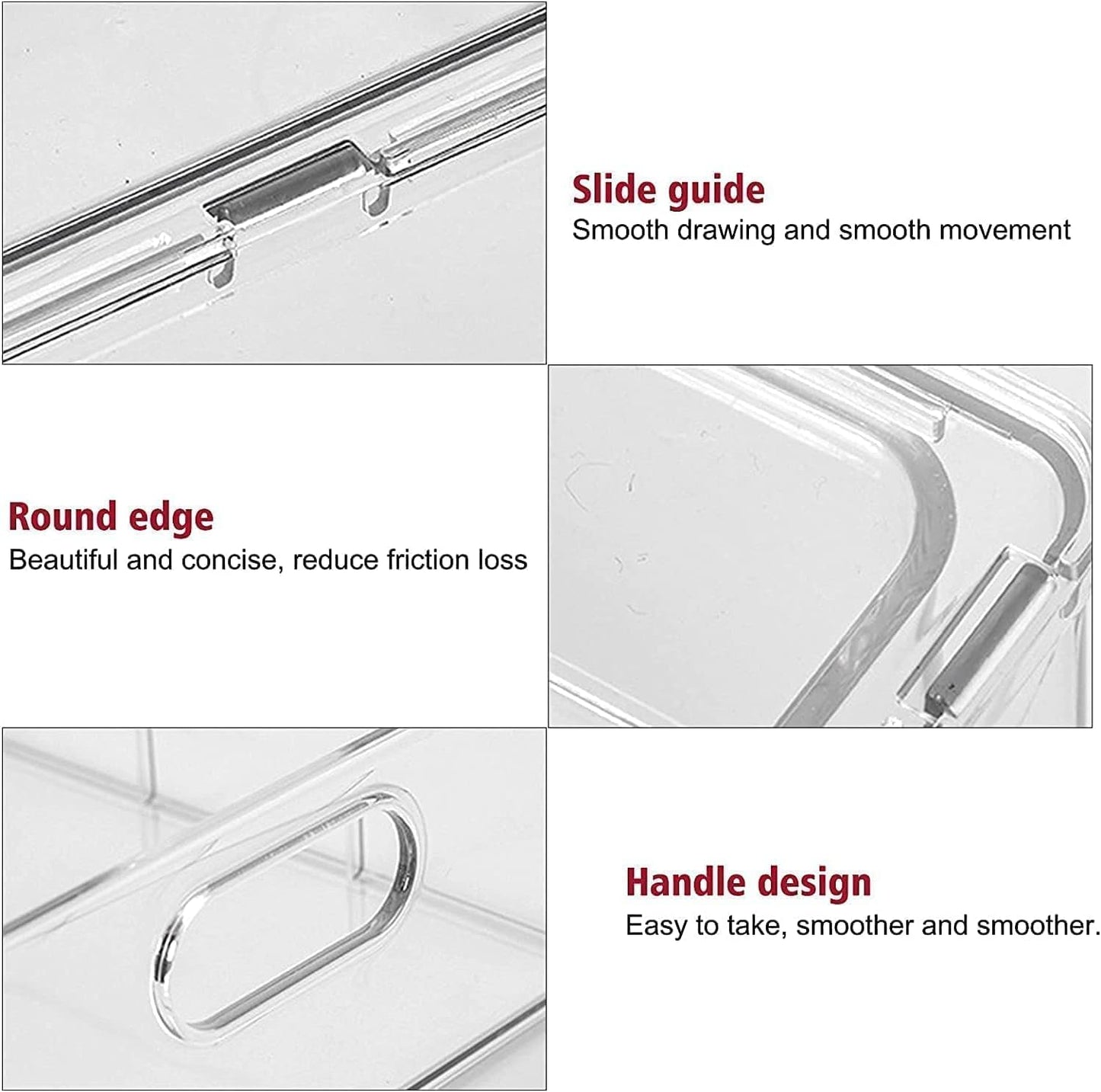 Abiudeng 2 Pack Stackable Refrigerator Organizer Bins with Pull-out Drawer, Drawable Clear Fridge Drawer Organizer with Handle, Plastic Kitchen Pantry Storage Containers