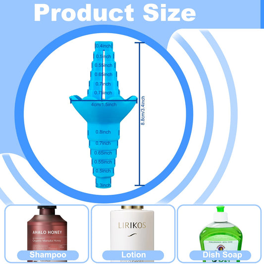 2 Pack Last Drop Universal Bottle Emptying Kit Transfer Connector for Soap, Lotion, Shampoo, Conditioner, and Kitchen,and Bathroom Use Reusable Bottle Funnel Adapter (Blue)