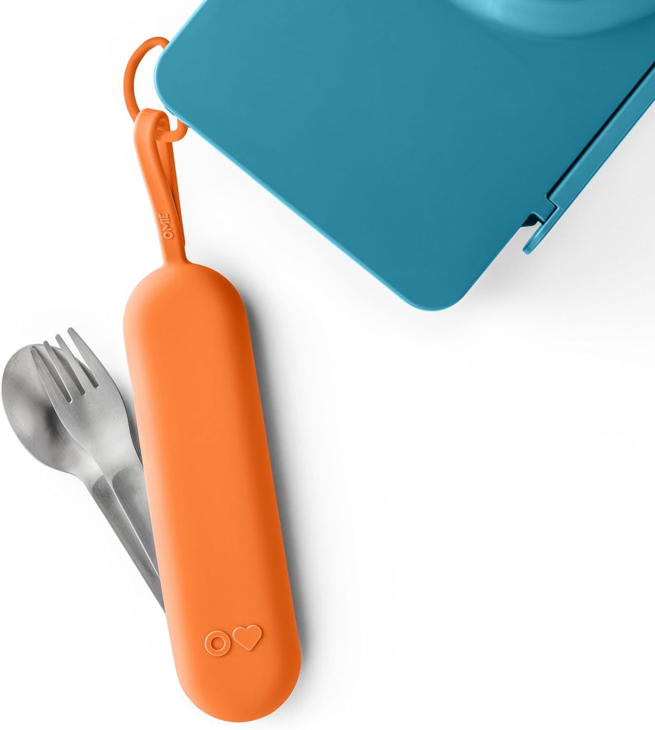 Omie OmieBox Kids Utensils Set with Case - 2 Piece Plastic, Reusable Fork and Spoon Silverware with Pod for Kids (Mint Green)