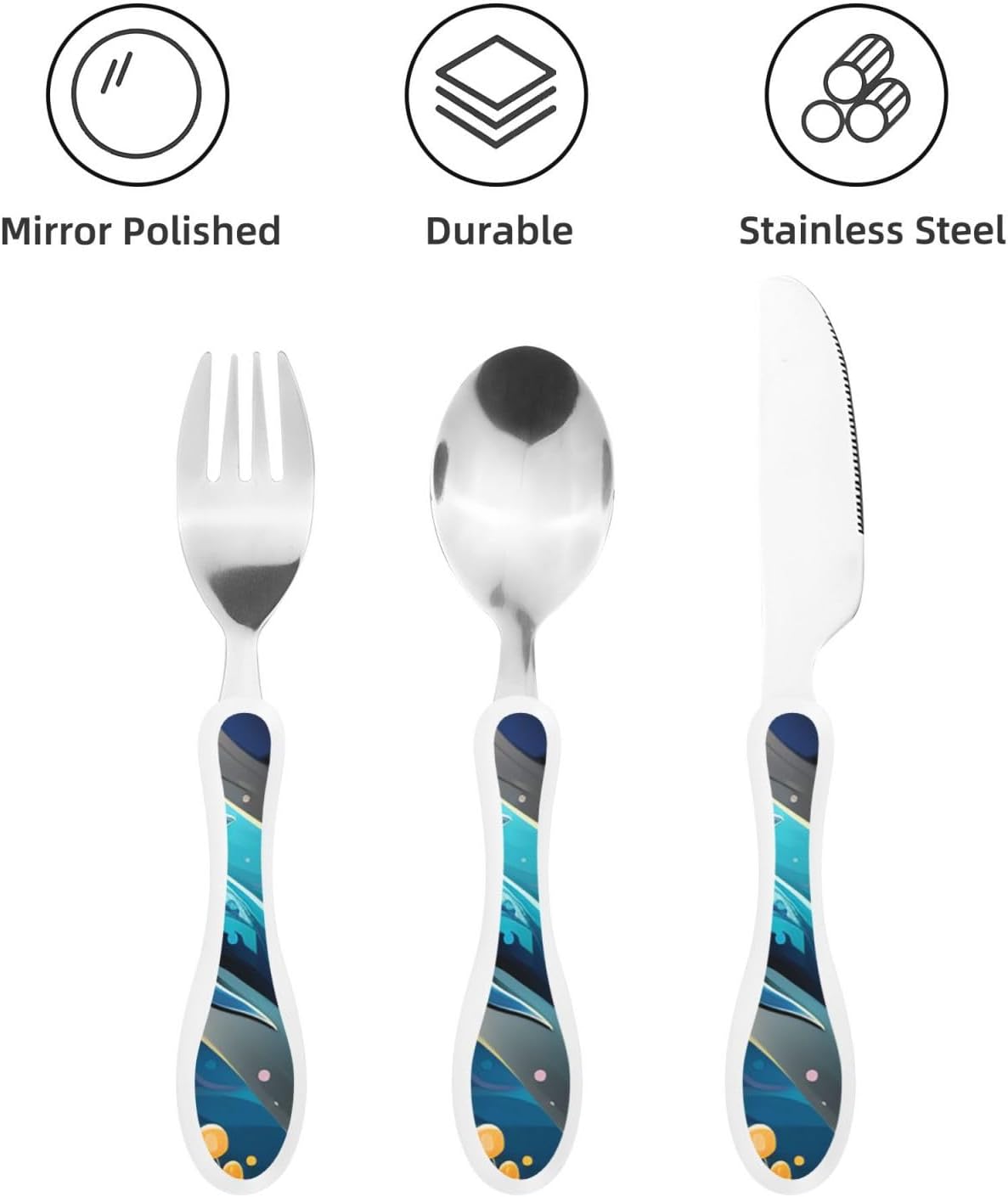 3-Piece Kids Silverware Set With Storage Case, Stainless Steel Reusable Children Safe Knife Spoon Fork Set Classic Cocktail Children Flatware Set For Kids Lunch Box
