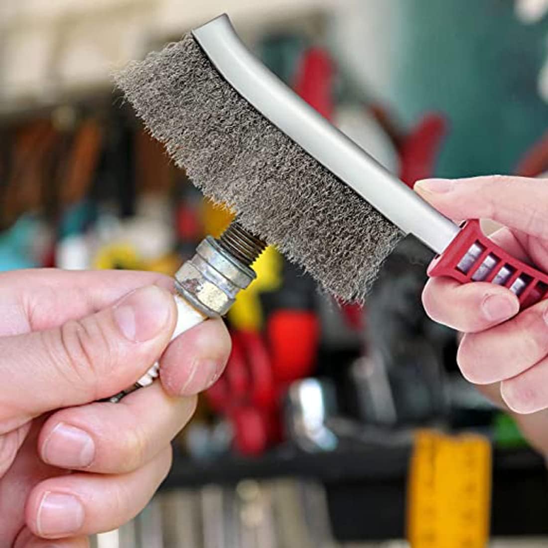 Grill Brush and Scraper with Handle, BBQ Grill Cleaning Brush for Grill Wizard Grate Cleaner, Safe Wire Stainless Steel BBQ Brush, Grill Cleaner