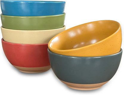 Mora Ceramic Artisan Matte Small Dessert Bowls - 16oz, Set of 6 - Microwave, Oven and Dishwasher Safe, For Rice, Ice Cream, Soup, Snacks, Cereal, Chili, Side Dishes etc - Microwavable Kitchen Bowl