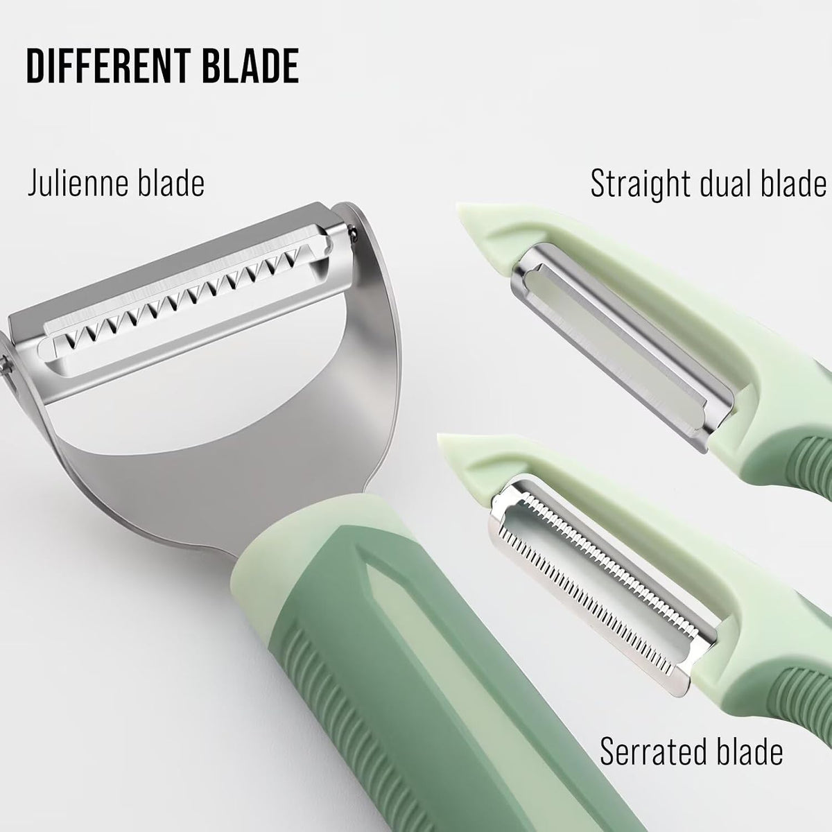 Julienne Peeler Vegetable Peeler with 4.8'' Long Silicone Handle