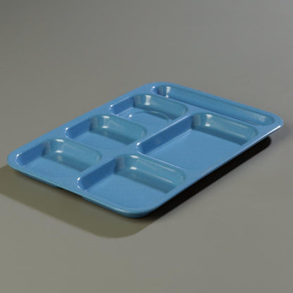 Carlisle FoodService Products P614R09 Right-Hand 6-Compartment Polypropylene Tray, 10" x 14", Green