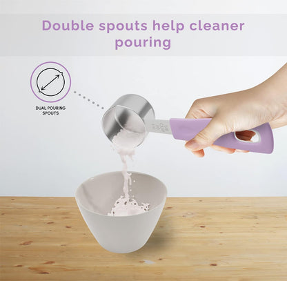 CuttleLab Measuring Cups and Measuring Spoons Set of 14 - Stainless Steel Measuring Cups and Spoons Set, Includes 1/8 Teaspoon Measuring Spoon, 1/8 Cup Measuring Cup, Leveler Dry (14, Country Chic)