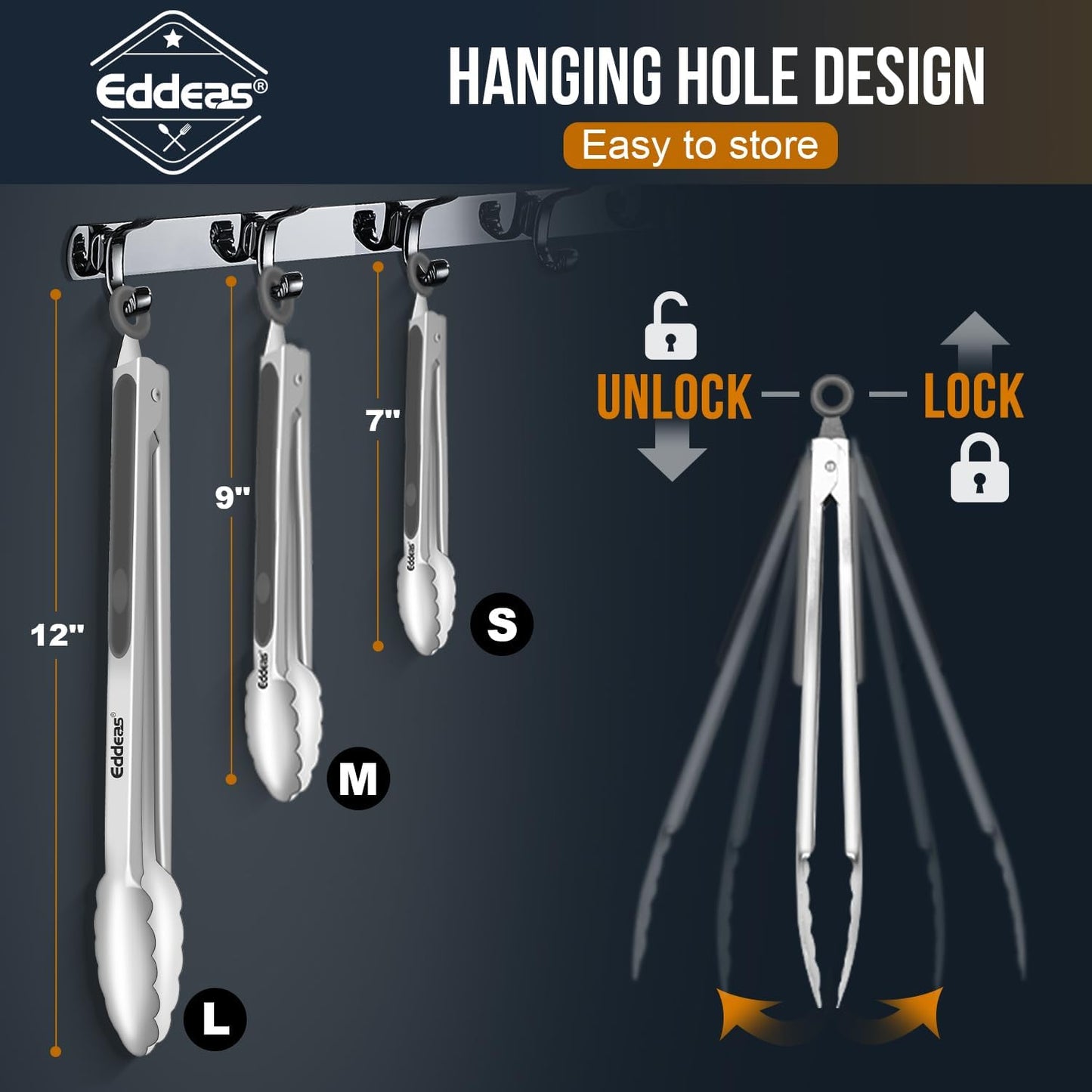 Eddeas Kitchen Tweezers Tongs, Cooking Tweezers Stainless Steel - 3 Size 12'' 10'' & 8 inch Ideal for Meat, pasta, plating and pinching delicate small pieces of food, Set of 3