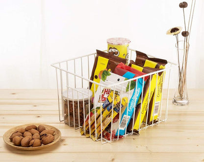 Slideep Wire Baskets Farmhouse Freezer Organizer Storage Bin Basket with Handles, Food Storage for Kitchen Cabinets, Pantry, Closet, Bedroom, Bathroom, Office 3 Pack