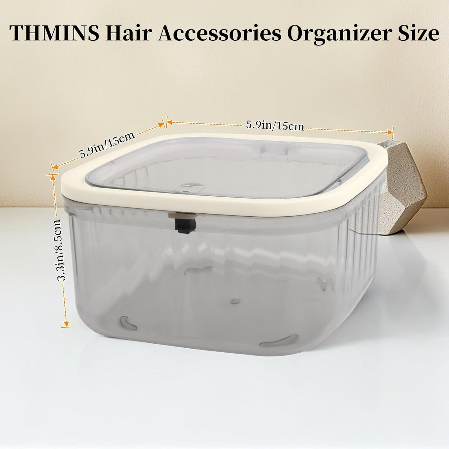 THMINS Hair Accessories Organizer for Girls,Small Plastic Storage Box with Lid for Kids Hair Clips,Ties,Bows&Jewelry,Stackable Dust-Proof Flip Top Container,Desktop Organizer(Clear)