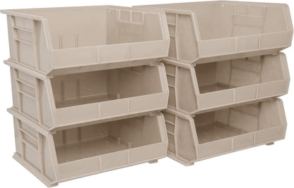 Akro-Mils 30235 AkroBins Plastic Storage Bins, Space-Saving Stackable Bins for Garage, Pantry, Craft Organization, 11" x 11" x 5", Clear, 6-Pack