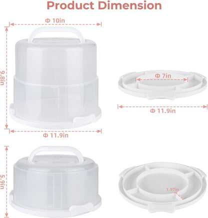 Foldable Cake Carrier, Holds up to 10in Round and 8.5in High Cake, with Lid and Handle
