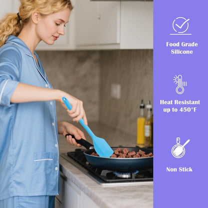 4 Pcs Silicone Spatula Set, 11inch Food Grade Rubber Spatulas, Upgrade Strong Handle with Ergonomic Grip, Heat Resistant Up to 450°F for Nonstick Cookware, Cooking, BPA Free, Dishwasher Safe