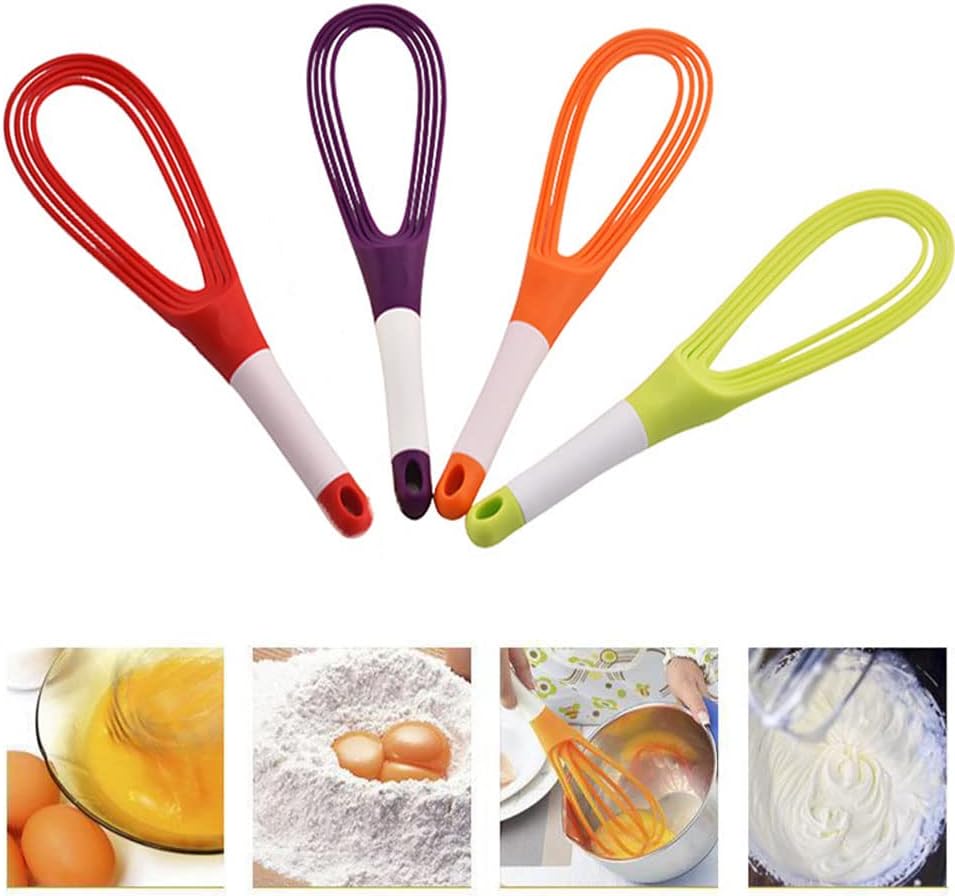 Kitchen Twist Whisk, 29CM Plastic Flat Balloon Whisk Thick Wire Egg Frother Beater Non Stick Cookware For Cooking Blending Whisking Stirring, Purple