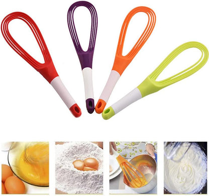 Kitchen Twist Whisk, 29CM Plastic Flat Balloon Whisk Thick Wire Egg Frother Beater Non Stick Cookware For Cooking Blending Whisking Stirring, Purple