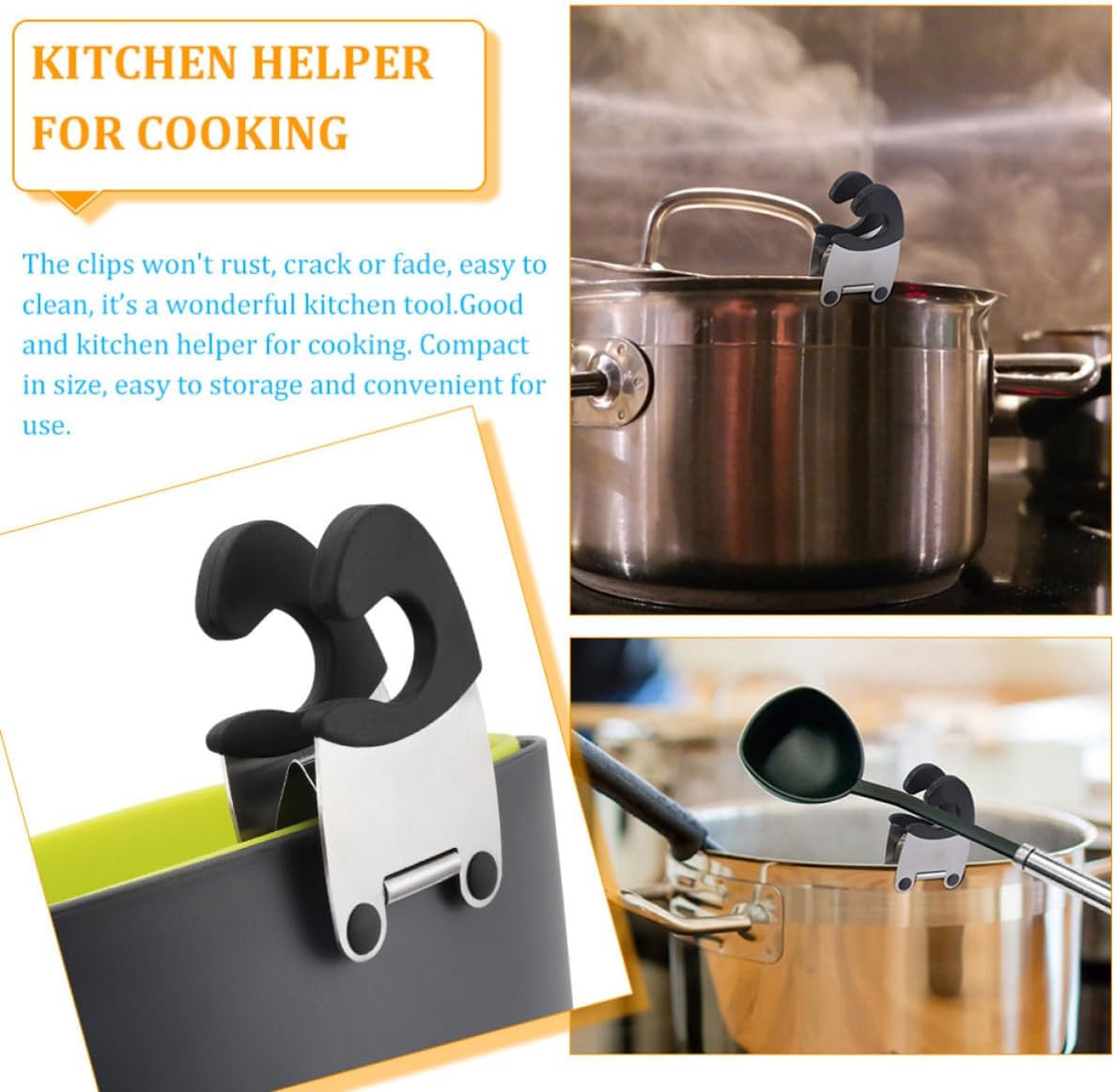 4pcs Stainless Steel Spoon Holder Clip for Pot,