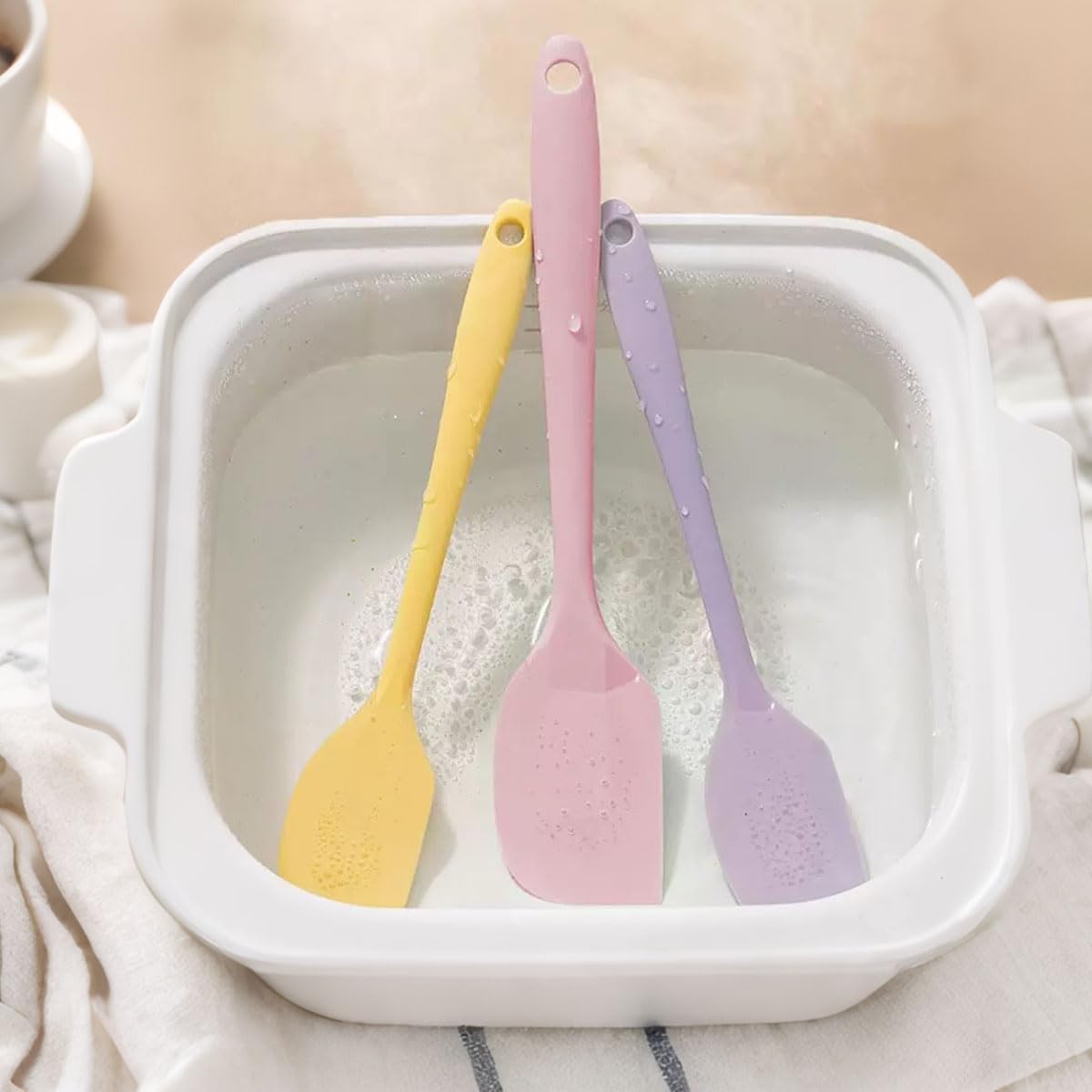 4 PCS Silicone Spatula,Rubber Spatula with Stainless Steel Core11 Inch Non-scratch Baking Cooking 8Inch Spatula Set Flexible Heat Resistant (Black)