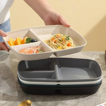 Divided Plates 10.5 Inch for Adults, Portion Control Bariatric Plate, Wheat Straw Plates with 3 Compartments, Unbreakable Reusable Portion Control Plates, BPA Free(4PCS) (INS Series-4PACK)
