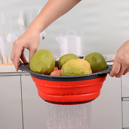 Collapsible Colander Set,Space Saving Collapsible Kitchen Colander Strainer with Handle,Perfect for Draining Pasta Vegetable fruit (Green)