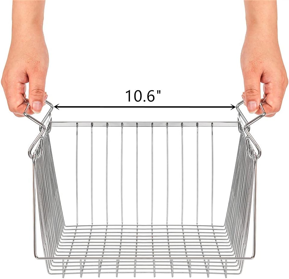 SANNO 14" Stacking Baskets Bin Wire Storage Baskets Organization Farmhouse Scoop Baksket for Pantry, Kitchen, Closets, Bathroom, Cabinets, Kitchen, Narrow, Set of 3