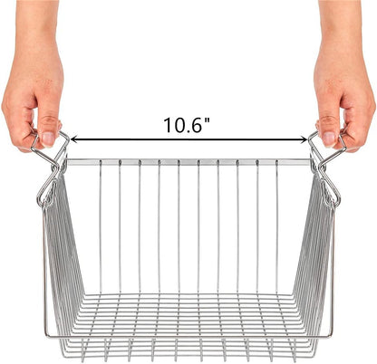 SANNO 14" Stacking Baskets Bin Wire Storage Baskets Organization Farmhouse Scoop Baksket for Pantry, Kitchen, Closets, Bathroom, Cabinets, Kitchen, Narrow, Set of 3
