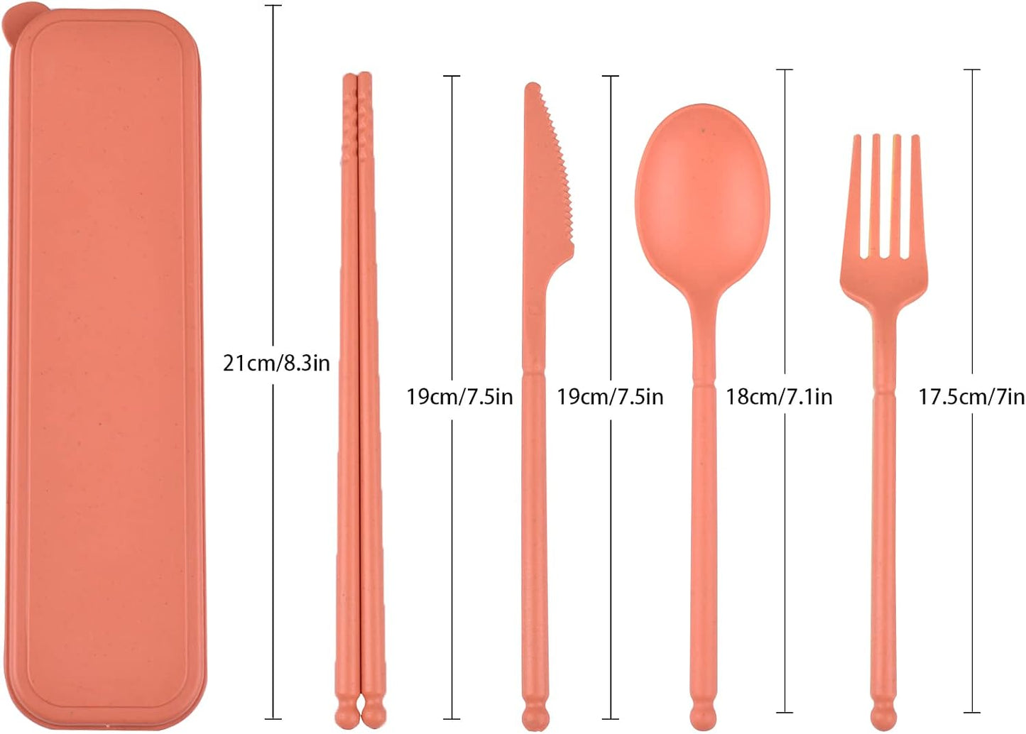Reusable Travel Utensils Set with Case, 4 Sets Plastic Portable Knife Fork Spoons Tableware for Kids Adults Travel Picnic Camping Utensils