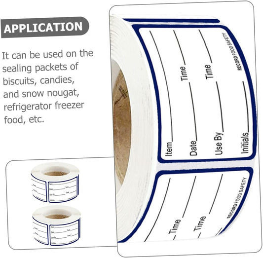 Angoily 2rolls Refrigerator Food Date Labels Writable Stickers for Freezer Storage Easy to Peel and Stick for Tracking Food Storage Dates and Contents Containers and Jars