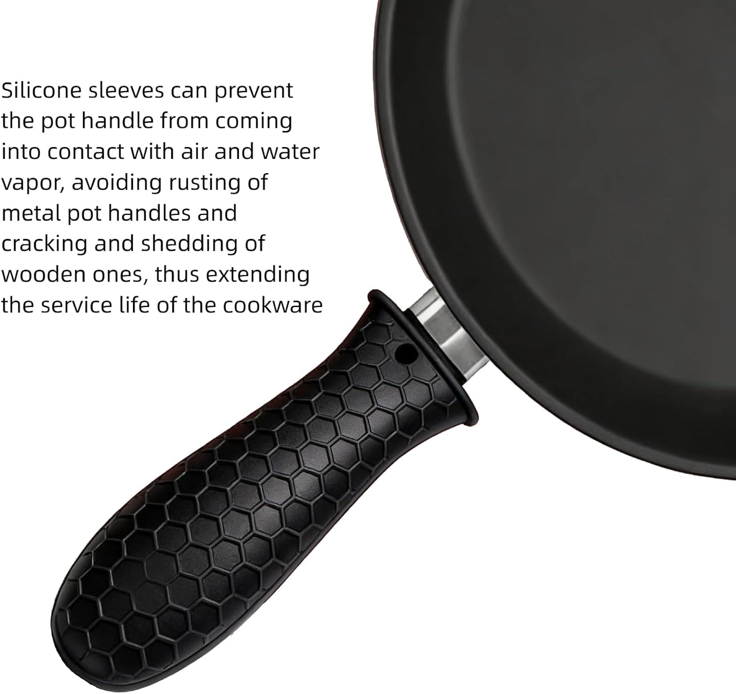 8 Pcs Silicone Pot Handle Covers Set, Heat Resistant Cast Iron Handle Sleeves - Non Slip Pan Handle Holder for Frying Pan, Pots, Kitchen Cookware (Black)
