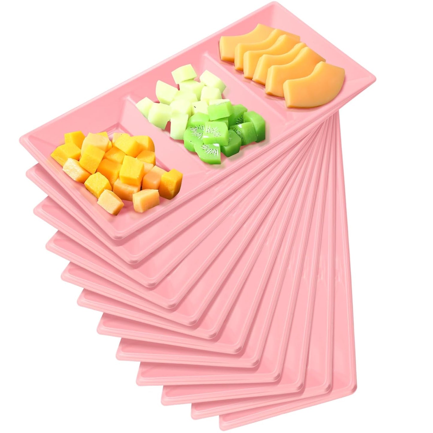 Ziliny 20pcs Black 3 Section Serving Tray Bulk Serving Dish Compartment Appetizer Tray Plastic Dessert Platter Divided Disposable Plate for a Tini Bit Older Party