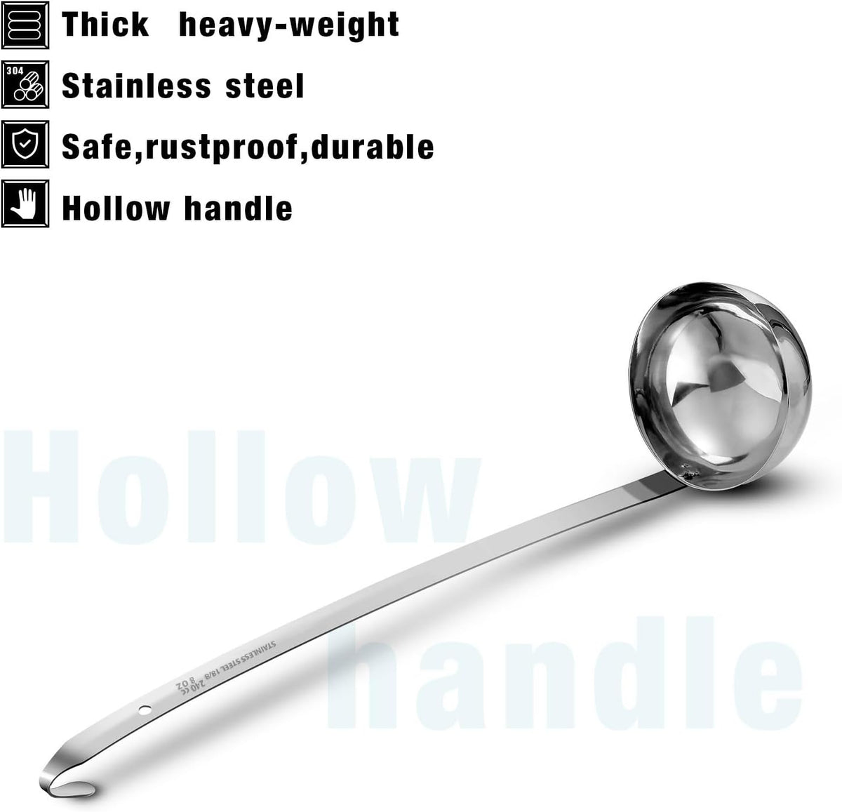 meekoo Stainless Steel Ladles Soup with Long Handle, 6oz