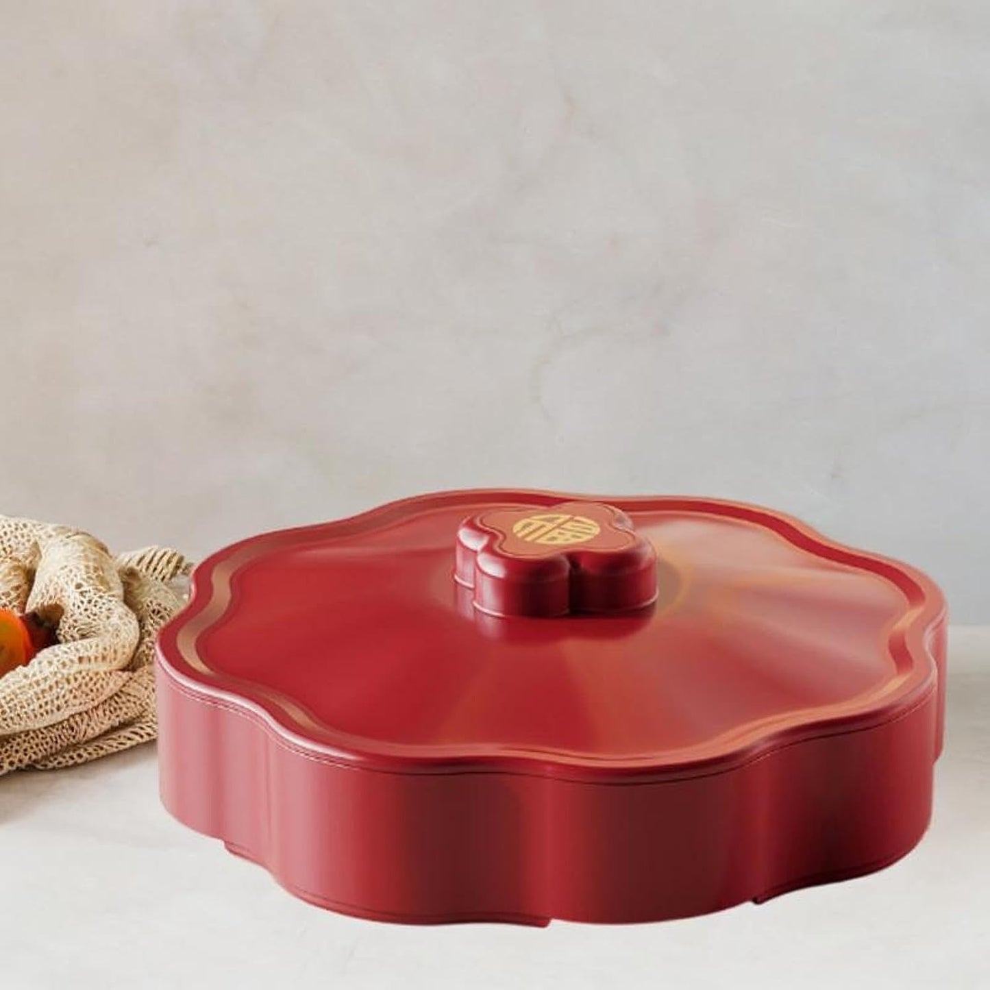 Generic Divided Serving Tray with Lid Serving Bowl Dessert Dish Snacks Platter Snackle Tray for Party Kitchen Chinese New Year Treats, 1 Tier