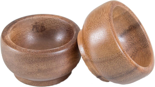 Lipper International Acacia Wood Round Pinch Bowls for Salts and Spices or Serving Small Snacks, 2 1/2" Diameter x 1 1/2" Tall, Set of 2