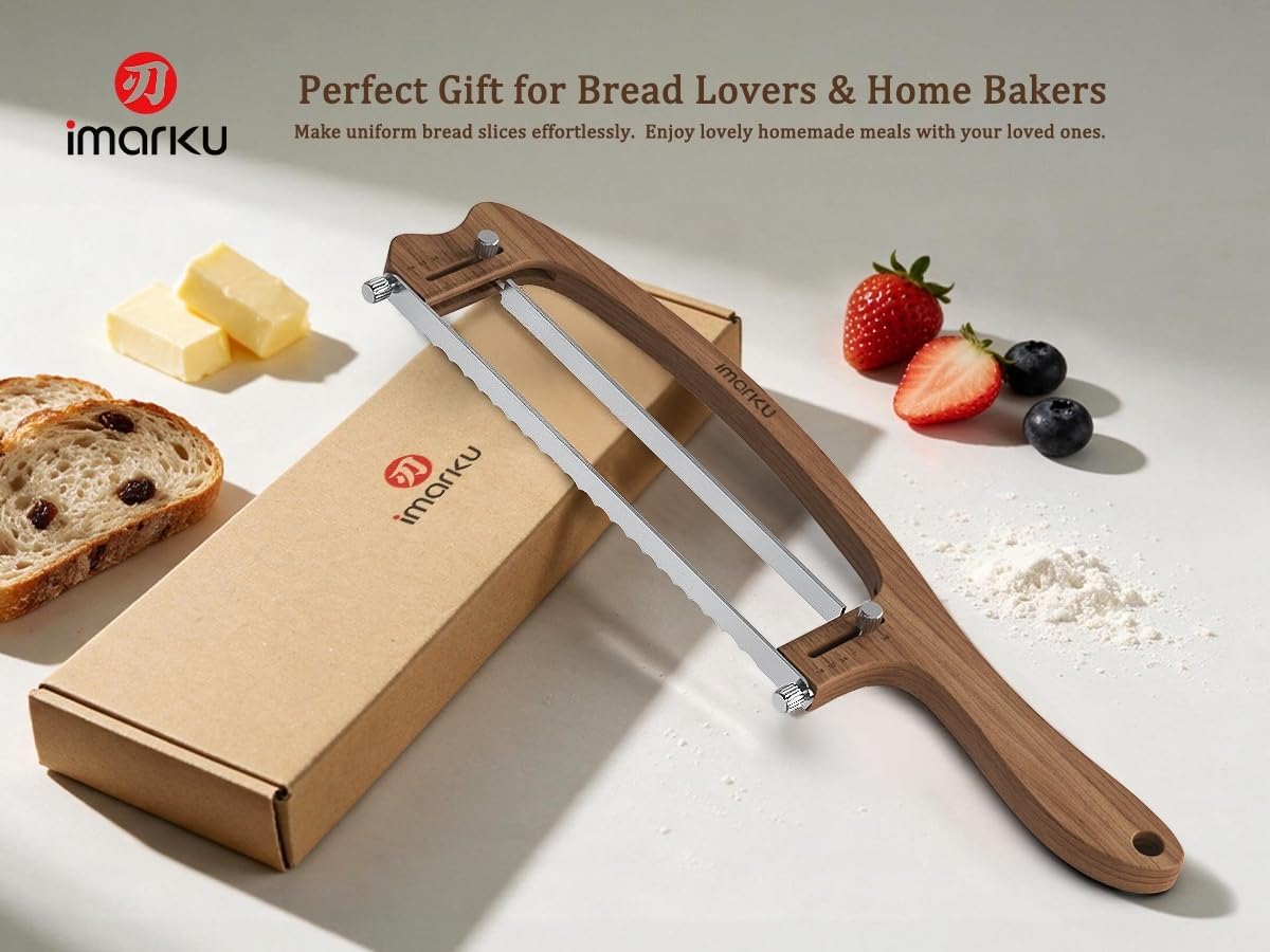 imarku 10 Inch Bread Slicer,Adjustable Thickness Homemade Bread Knife