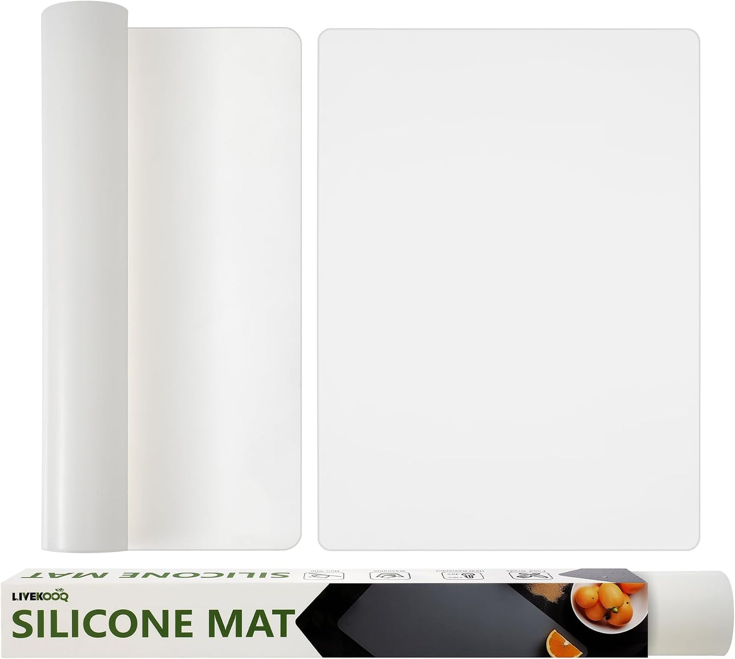 Silicone Mat for Kitchen Counter, Silicone Mat Trimable to Size (Black, 15.7×11.8inch-2pcs), BPA-Free Silicone Placemat, Heat-Resistant NonSlip Table Mat for Air Fryer, Countertop Protector Mat
