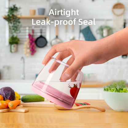 Ankou Airtight Container Set - (380ml 4 Pcs) Stackable One Button Openning Food Containers for Snacks Candy Salt Herbs Spices BPA-Free Tranparent (0.32 QT * 4)