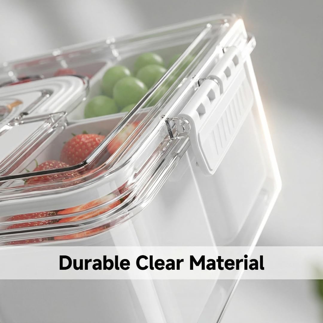 Snackle Box Container with Reusable Ice Pack, 8-Compartment Divided Serving Tray with Lid & Handle, Cooling Charcuterie Snack Box Organizer for Travel, Outdoor Parties, Beach & Picnic