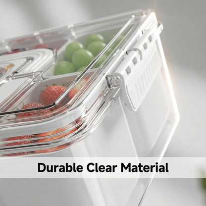 Snackle Box Container with Reusable Ice Pack, 8-Compartment Divided Serving Tray with Lid & Handle, Cooling Charcuterie Snack Box Organizer for Travel, Outdoor Parties, Beach & Picnic