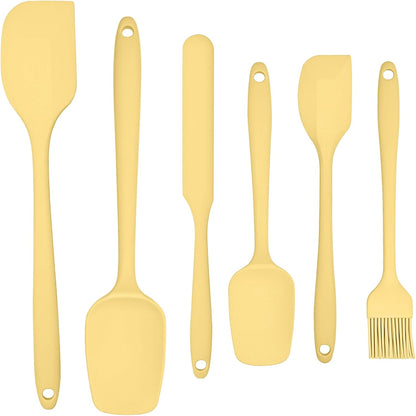 6 Pieces Silicone Spatula Set, Rubber Spatulas Silicone Heat Resistant Spatula Set for Kitchen Use, Food Grade Rubber Spatula with Ergonomic Grip, Cooking, BPA Free Dishwasher Safe(black)
