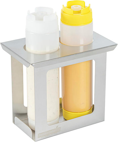 Restaurantware Stainless Steel Bottle Organizer - 1 Count - 6.299 x 7.087 x 0.394 Inches - Dishwasher-Friendly Condiment Holder - Kitchen Bottle Rack - Space-Saving Design - Silver