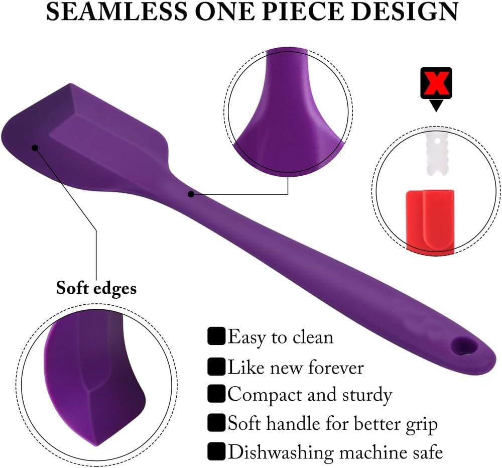 5-Pack Silicone Spatula Set – Heat-Resistant Baking, Cooking & Mixing Tools, Seamless Design, Non-Stick & Easy to Clean, Aqua Sky