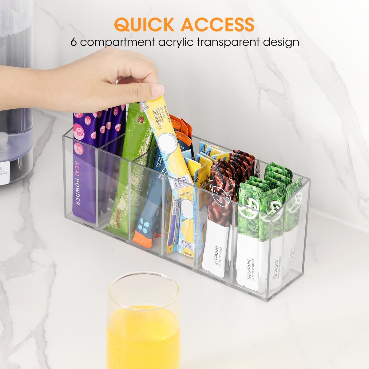 AIEVE Extra Large Drink Packet Organizer, 360° Lazy Susan Rotating Turntable for Larger Powder Drink Mix, Hydration Packets Acrylic Pantry Organizers for Kitchen Storage Organization