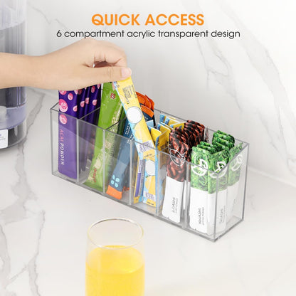 AIEVE Extra Large Drink Packet Organizer, 360° Lazy Susan Rotating Turntable for Larger Powder Drink Mix, Hydration Packets Acrylic Pantry Organizers for Kitchen Storage Organization
