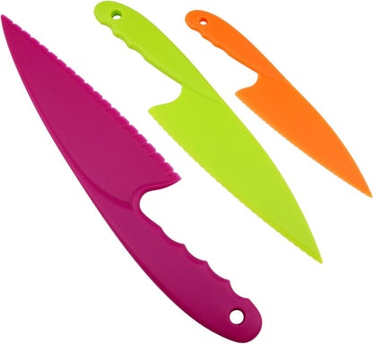 Xhziy 3 Piece Lettuce Knife Set, Nylon Cutters for Fruit and Kids