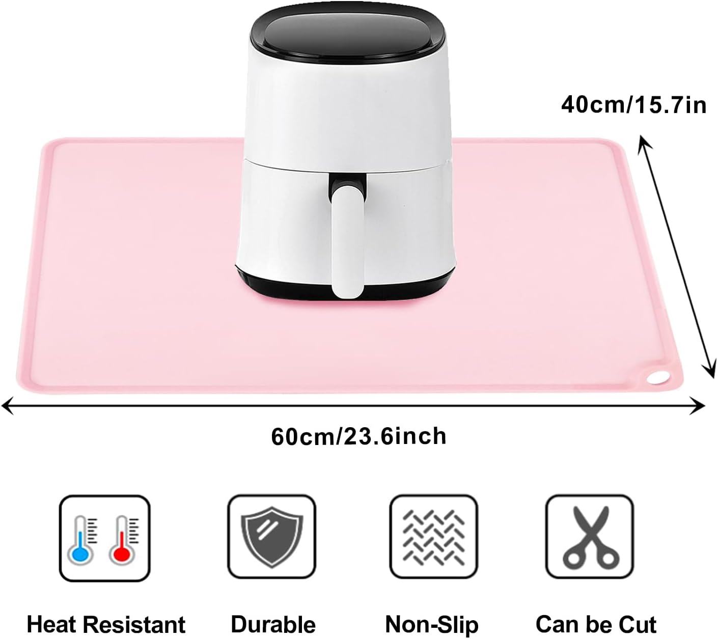 Extra Large Silicone Mat, 31.5x23.6 Inch Heat Resistant Mat for Kitchen Counter, Non Stick Silicone Baking Mat for Dough and Pastry, Thick Silicone placement Countertop Protector, Black countertop mat