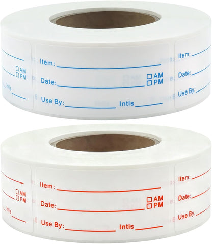 1200 Pieces Removable Food Labels Stickers, 2 Rolls 1x2 Inch Freezer Labels for Food Containers, No-Residue, Easy Clean, Waterproof & Oil-Resistant Food Storage Labels for Kitchen Restaurants