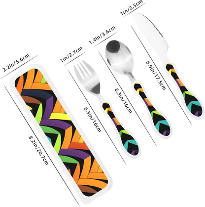 3-Piece Kids Silverware Set With Storage Case, Stainless Steel Reusable Children Safe Knife Spoon Fork Set Classy Flowers Children Flatware Set For Kids Lunch Box