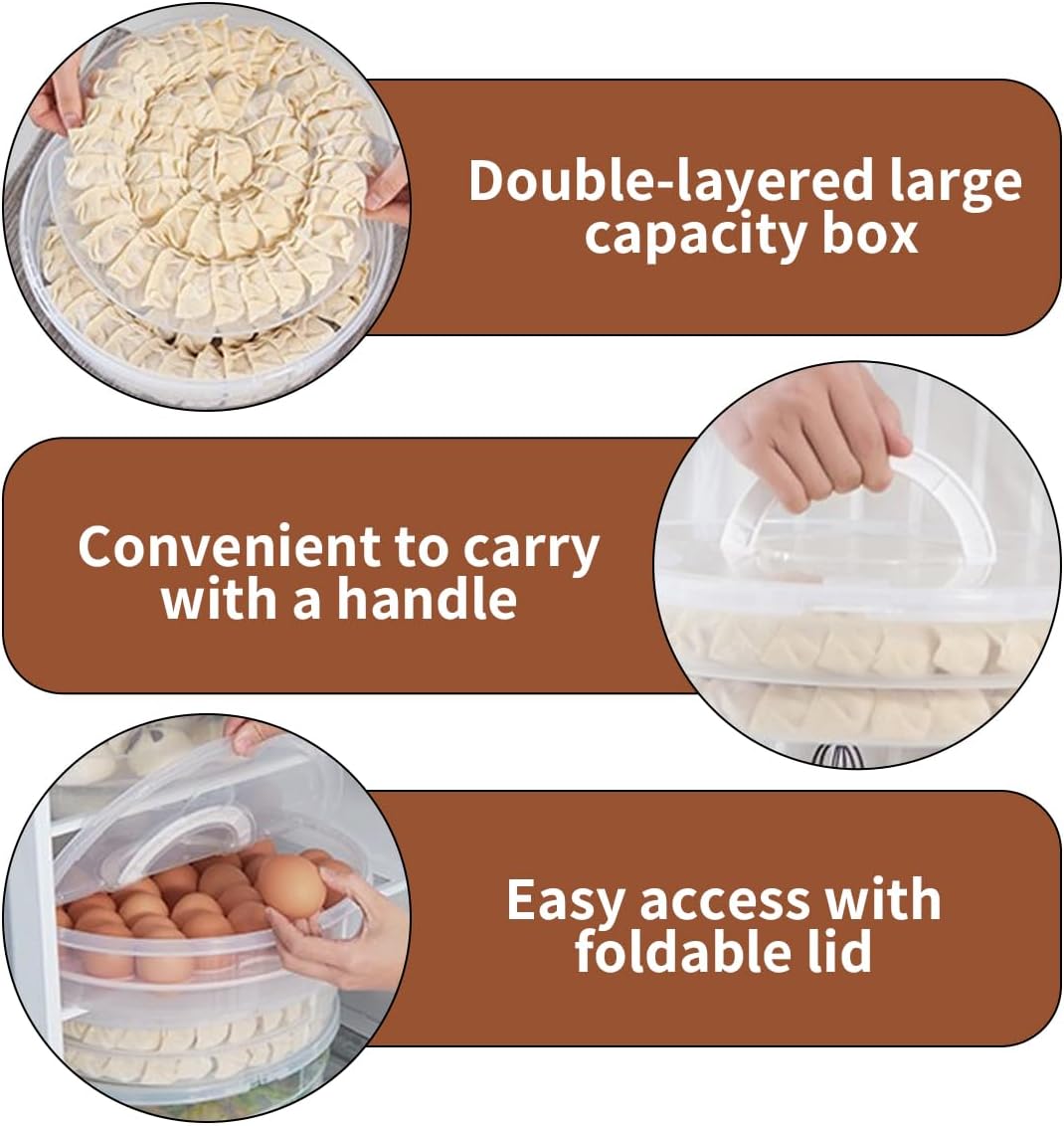 2 Pack 12 Inch Pie Carrier with Lid and Handle Reusable 2 Compartments Food Storage Container Plastic Pizza Storage Containers Round Pie Keeper for Cake Cheesecake Tortilla