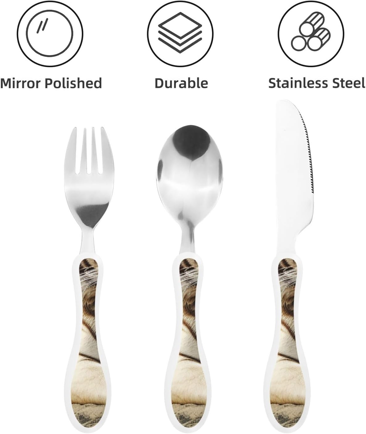 3-Piece Kids Silverware Set With Storage Case, Stainless Steel Reusable Children Safe Knife Spoon Fork Set Easter Bunny Eggs Spring Flower Rabbit Children Flatware Set For Kids Lunch Box