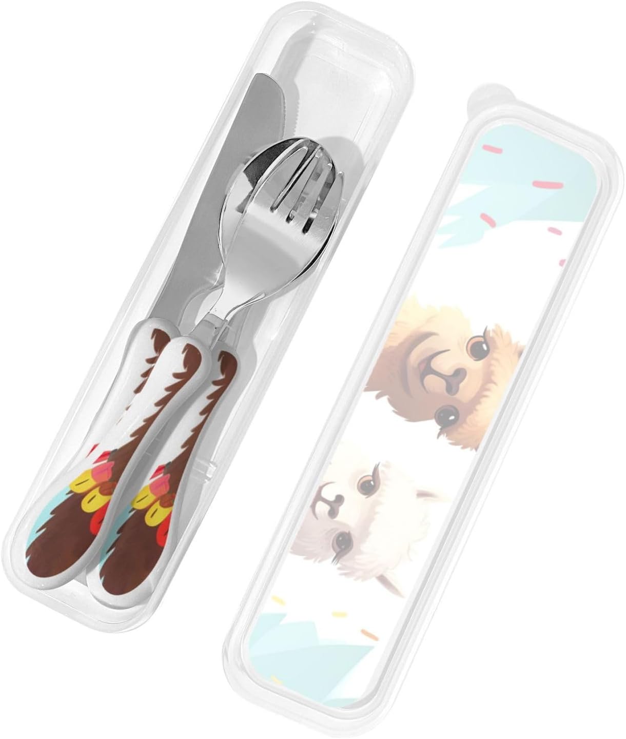 3-Piece Kids Silverware Set With Storage Case, Stainless Steel Reusable Children Safe Knife Spoon Fork Set Dolphin Children Flatware Set For Kids Lunch Box