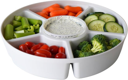 Heavy-Duty Divided Serving Tray with Leakproof Lid-6 Divided Compartments to Serve & Store Food, Snacks, Fruit Tray, Veggie Platter - 100% Made In USA by TEGRIWARE (Arctic Blueberry)