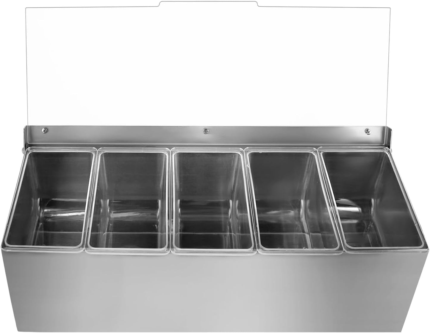 MOLIGOU Chilled Condiment Server, Stainless Steel Chilled Condiment Tray with Lid, Ice Fruit Serving Containers with 5 Removable Compartments