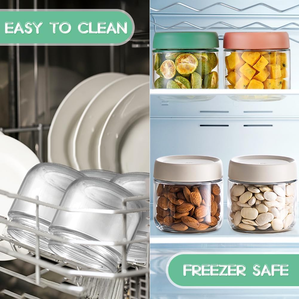 10oz Overnight Oats Containers with Lids - 2 Pack Bulk Airtight Glass Jars Meal Prep Jar for Yogurt Salad, Smoothies, Reusable Full Storage Containers appliance (Leakproof, Dishwasher & Freezer Safe)